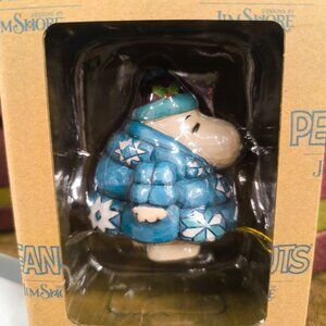 Jim Shore Peanuts Snoopy In Puffer Jacket Miniature Blue Color Figure